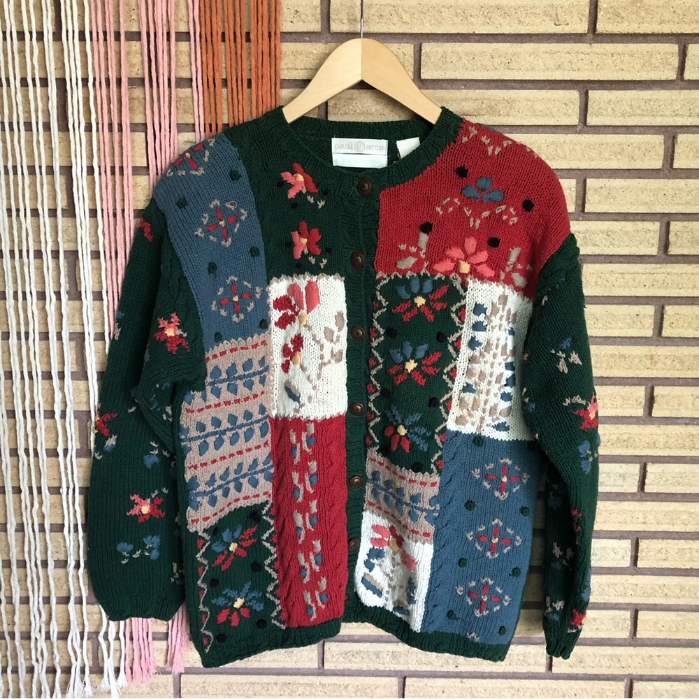 Vintage Ramie Cotton Floral Patchwork Cardigan